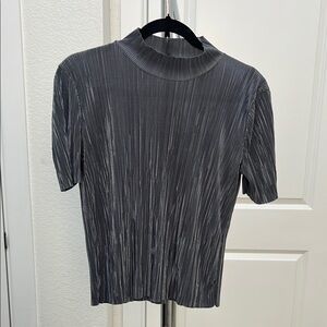 Zara Elegant Silver Gray Pleated Women's Top Small